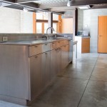 Steel cabinets in kitchen island